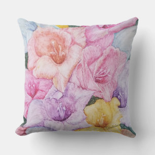 COLORFUL GLADIOLA FLOWERS PATIO CUSHION