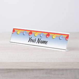 Colorful Glass Buttons Desk Name Plate