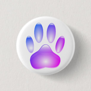 Colorful Glass Dog Paw Print 3 Cm Round Badge
