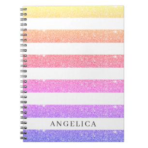 Colorful Glitter Stripes Notebook