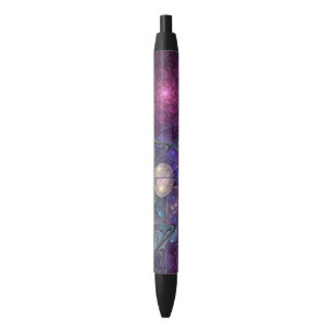 Colorful Glittering Modern Abstract Fractal Art Black Ink Pen