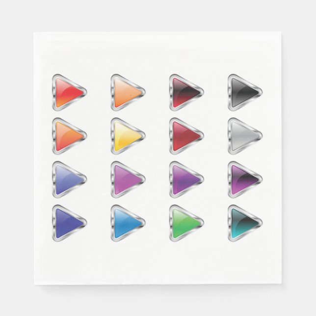 Colorful Glossy Metal Play Buttons Napkin (Front)