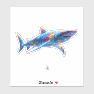 Colorful Glowing Shark Art – Neon Ocean Animal