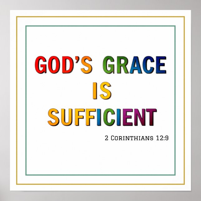 Colorful Gods Grace Is Sufficient Clean Scripture Poster (Front)