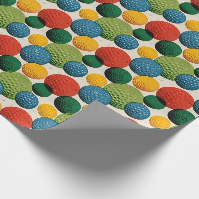 Colorful Golf Ball Pattern Wrapping Paper (Corner)