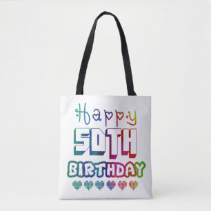 colorful gradient Happy 50th birthday Tote Bag