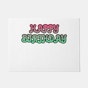 Colorful Gradient Happy Birthday Typography Doormat