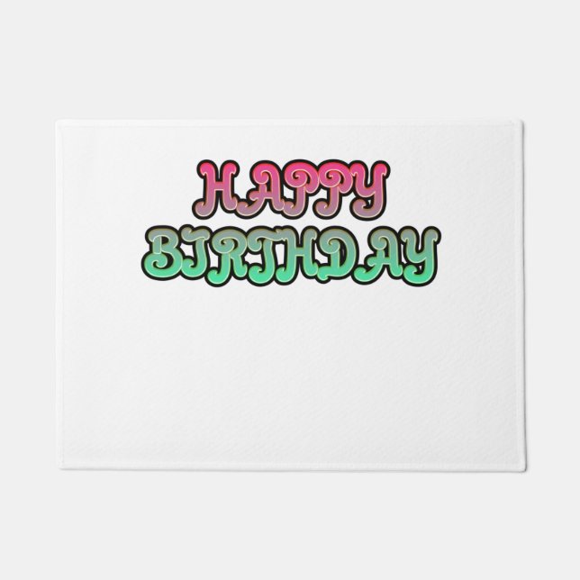 Colorful Gradient Happy Birthday Typography Doormat (Front)