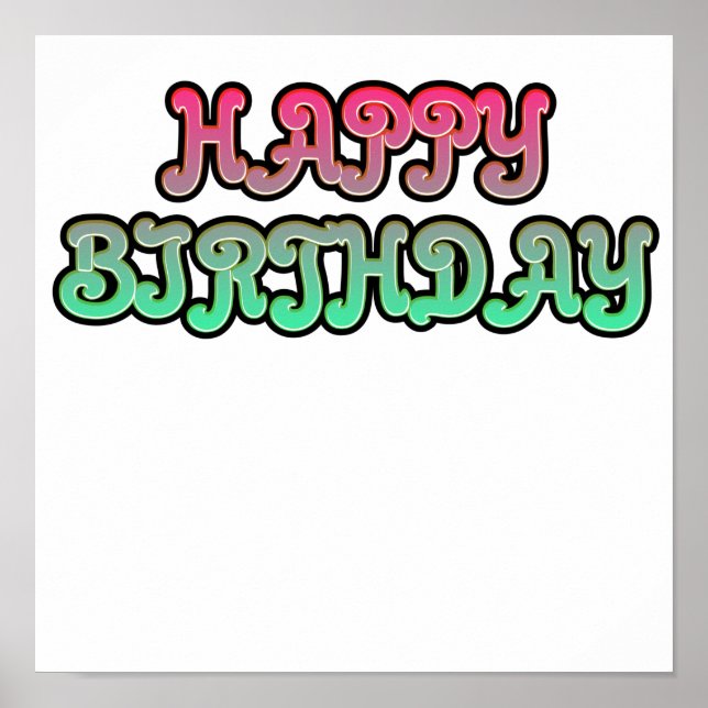 Colorful Gradient Happy Birthday Typography Poster (Front)