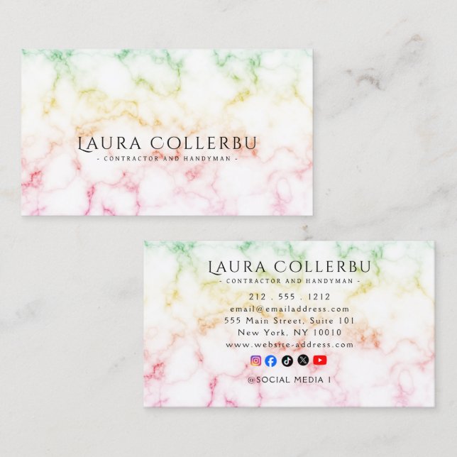 Colorful Gradient Marble Texture  Business Card (Front/Back)