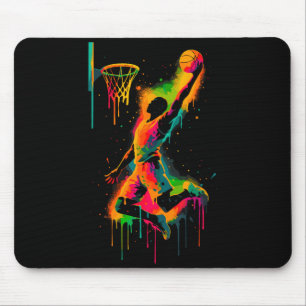 Colorful Graffiti Basketball Player Slam Mouse Pad