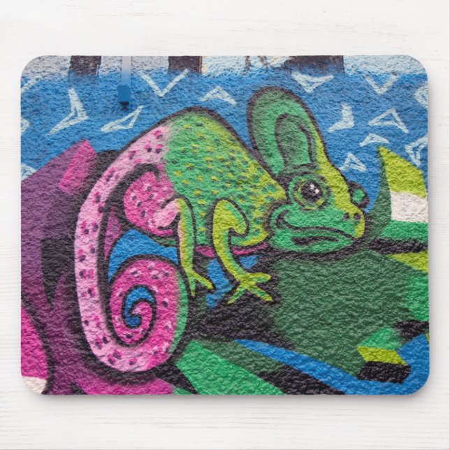 Colorful Graffiti Chameleon Mouse Pad (Front)