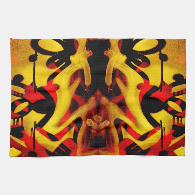 Colorful graffiti pattern tea towel (Horizontal)