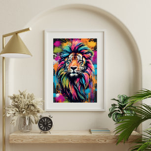 Colorful Graffiti Tiger Art Modern Wall Poster