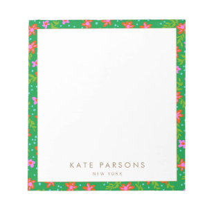 Colorful Green Floral Pattern Notepad