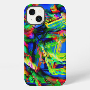 Colorful green stained squares, wrong brush stroke iPhone 13 case