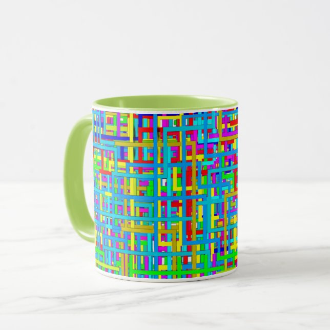 Colorful Grid Coffee Mug (Front Left)