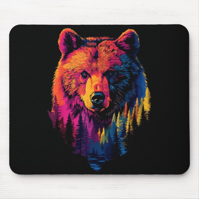 Colorful Grizzly  Mouse Pad (Front)