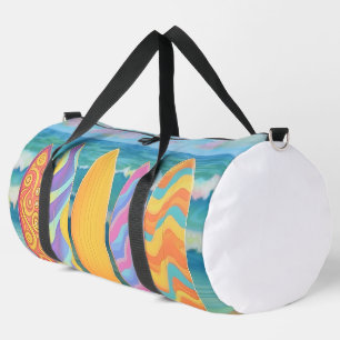 COLORFUL GROOVY SUMMER SURFBOARDS DUFFLE BAG