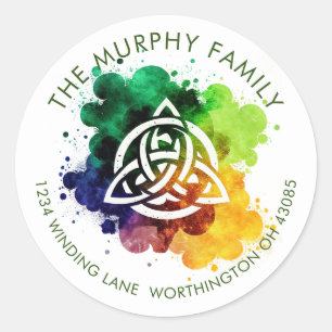Colorful Grunge Celtic Watercolor Design Classic Round Sticker