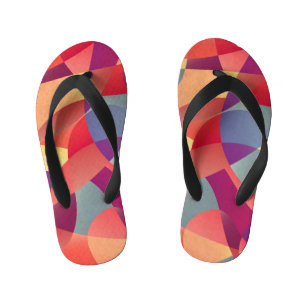 Colorful Grunge: Geometric Triangles Background Kid's Thongs