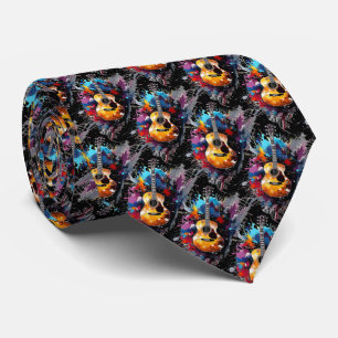 Colorful Guitar Abstract Art Tie