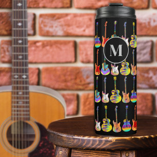colorful guitars monogrammed thermal tumbler