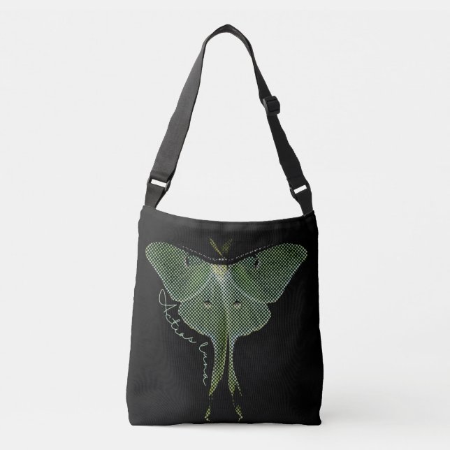 Colorful halftone Luna Moth Crossbody Bag (Front)