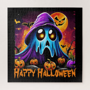 Colorful Halloween Ghost Pumpkin Happy Halloween  Jigsaw Puzzle