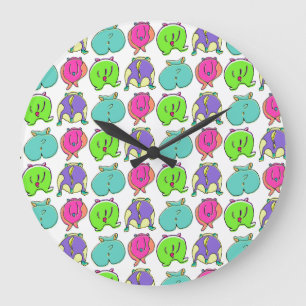 Colorful Hamster Butts Pattern Large Clock
