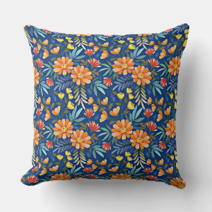 Colorful Hand Draw Flowers Seamless Pattern-7 Cushion
