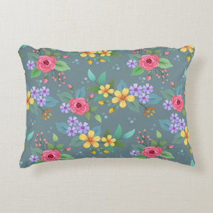 Colorful hand drawn flowers pattern vintage design decorative cushion