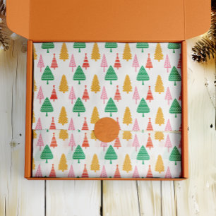 Colorful Hand Drawn Holiday Trees Tissue Paper