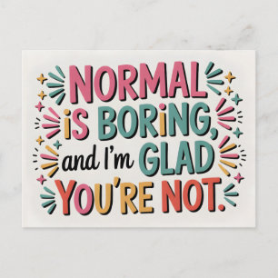 Colorful Hand Lettered Modern Typography Quote Postcard