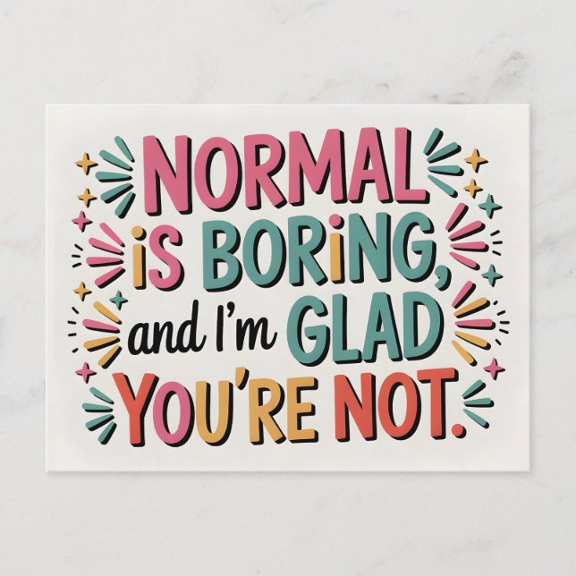 Colorful Hand Lettered Modern Typography Quote Postcard (Front)