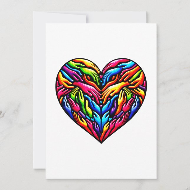 Colorful Hands Unity Heart Inclusivity & Together Holiday Card (Front)