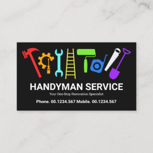 Colorful Handyman Tools Home Renovation Remodeling Business Card