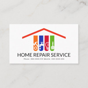 Colorful Handyman Tools Rooftop Business Card