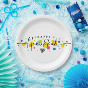 Colorful Hanukkah  Paper Plate
