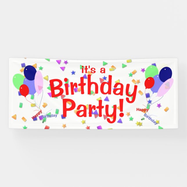 Colorful Happy Birthday Balloons Banner (Horizontal)