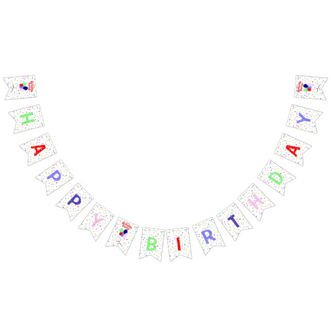 Colorful Happy Birthday Balloons bunting banner (All)