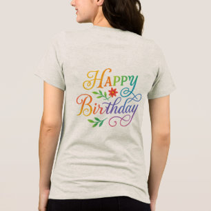 Colorful Happy Birthday Floral Women's Tshirt