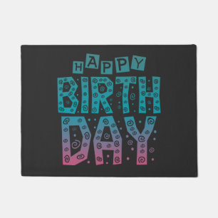 colorful happy birthday for all doormat