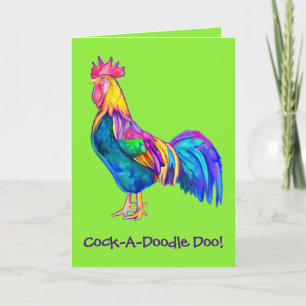 Colorful Happy Birthday Rooster Card