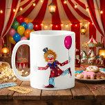 Colorful Happy Clown with Balloon Fun Circus  Coffee Mug<br><div class="desc">Start your day with a smile with this colorful happy clown mug. Featuring a cheerful cartoon clown holding a balloon, this fun and whimsical design is perfect for circus lovers, carnival fans, and anyone who enjoys playful and lighthearted artwork. Made from high-quality ceramic, this mug is great for coffee, tea,...</div>