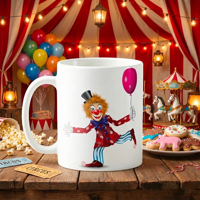 Colorful Happy Clown with Balloon Fun Circus  Coffee Mug (Creator Uploaded)