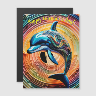 Colorful Happy Dolphin Valentines Day