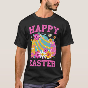 Colorful Happy Easter Eggs & Cute Daisies For Egg T-Shirt