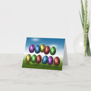 Colorful Happy Easter Eggs Holiday Card