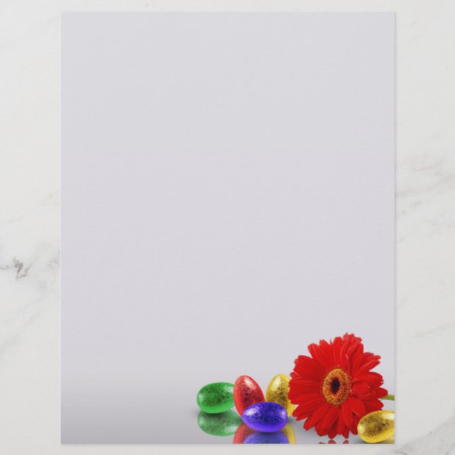 Colorful Happy Easter Eggs with Gerbera (Front)